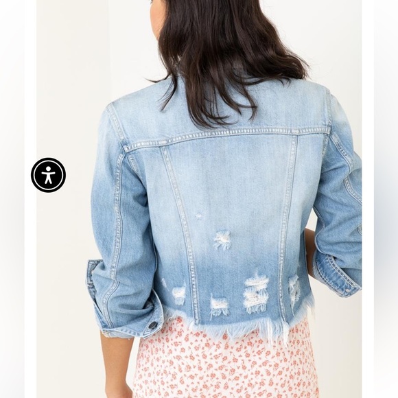 HIDDEN JEANS Frayed hem denim Blue Women's Jacket - Picture 3 of 10